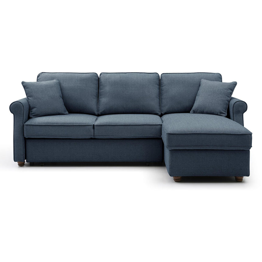 Arthur Navy Blue Fabric Corner Pull Out Sofa Bed with Storage -5