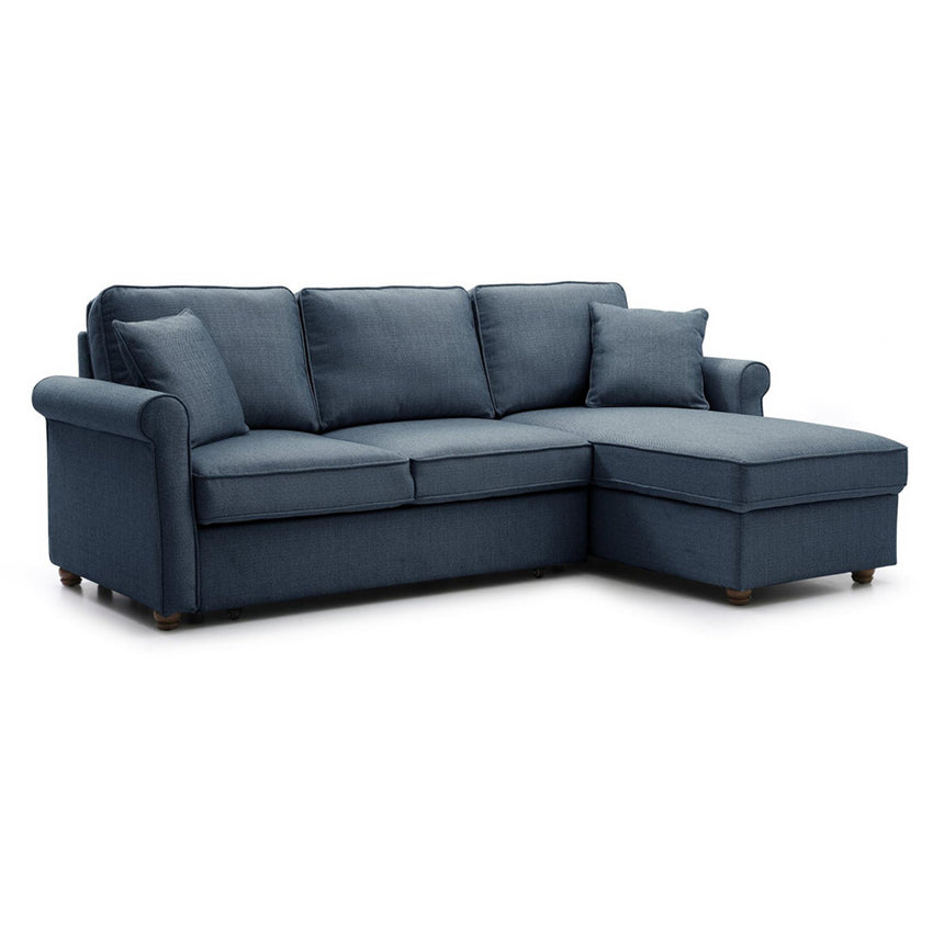 Arthur Navy Blue Fabric Corner Pull Out Sofa Bed with Storage -6