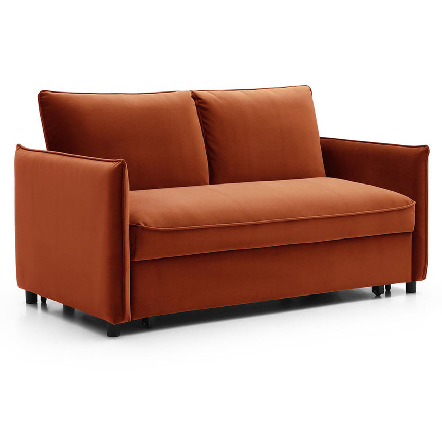 Blaire Athena Burnt Orange Velvet Fabric 2 Seater Sofa Bed-3