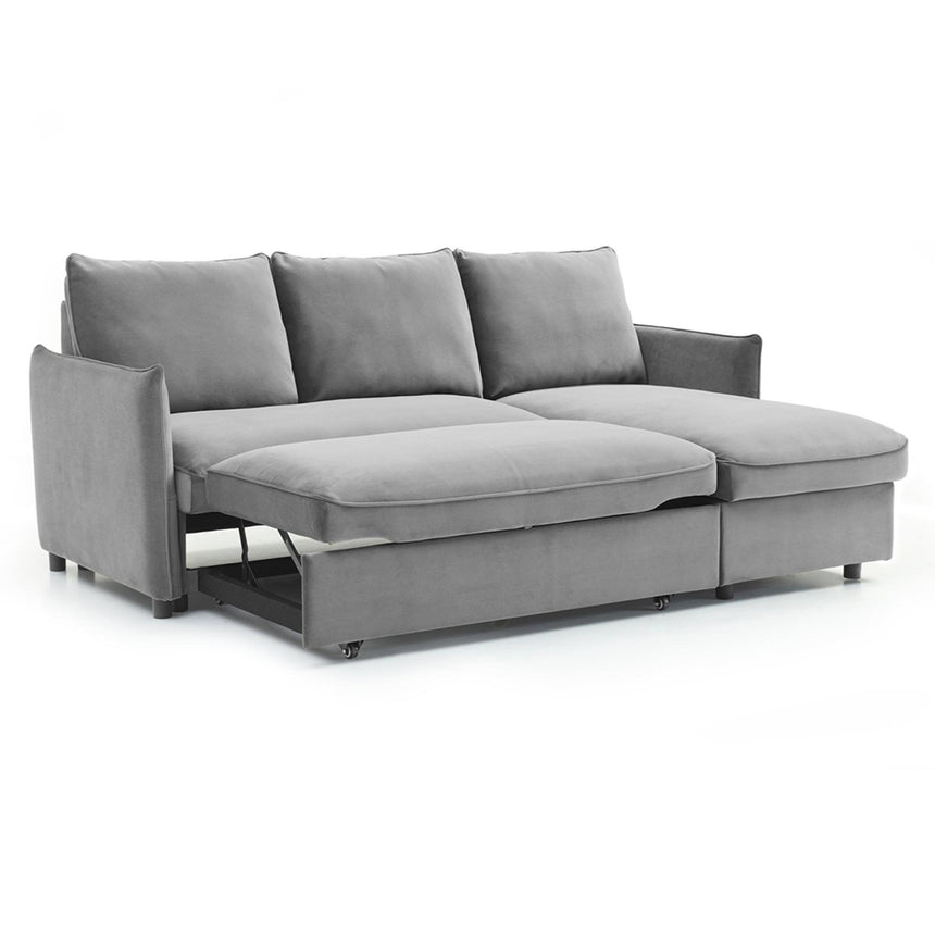 Blaire Athena Grey Velvet Fabric Corner Sofa Bed-2