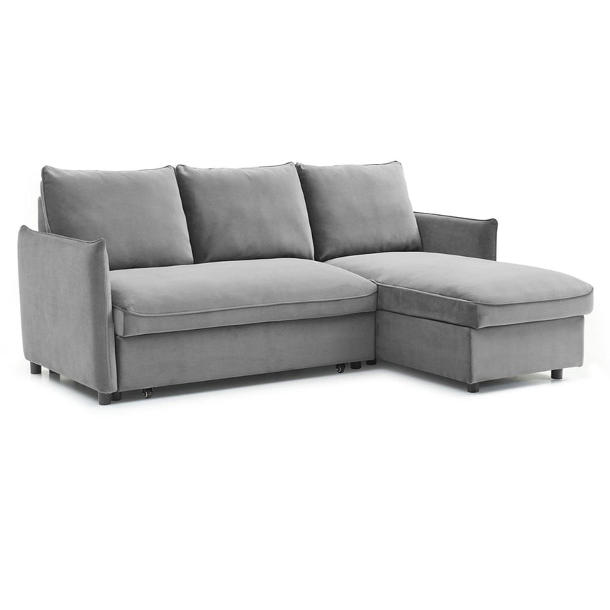 Blaire Athena Grey Velvet Fabric Corner Sofa Bed-3