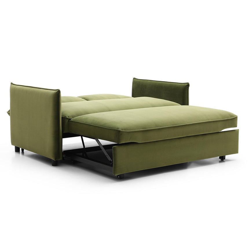 Blaire Athena Olive Velvet Fabric 2 Seater Sofa Bed-2