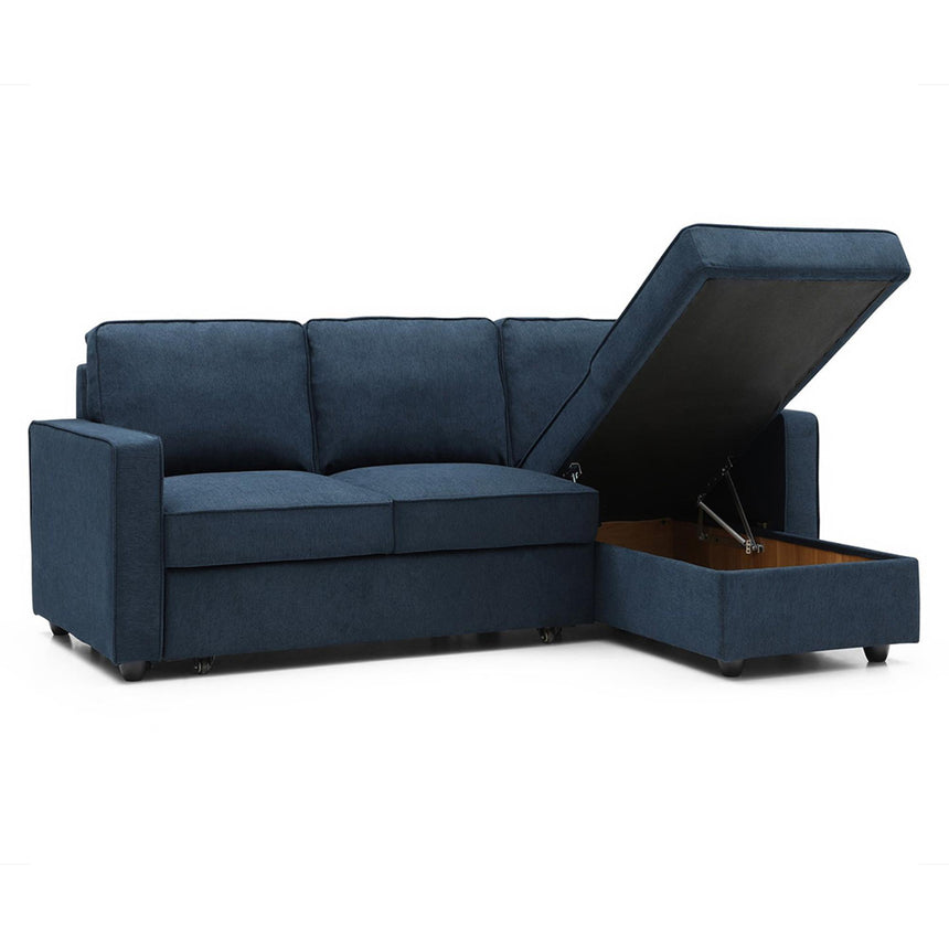 Myles Themis Blue Soft Weave Fabric Corner Sofa Bed-4