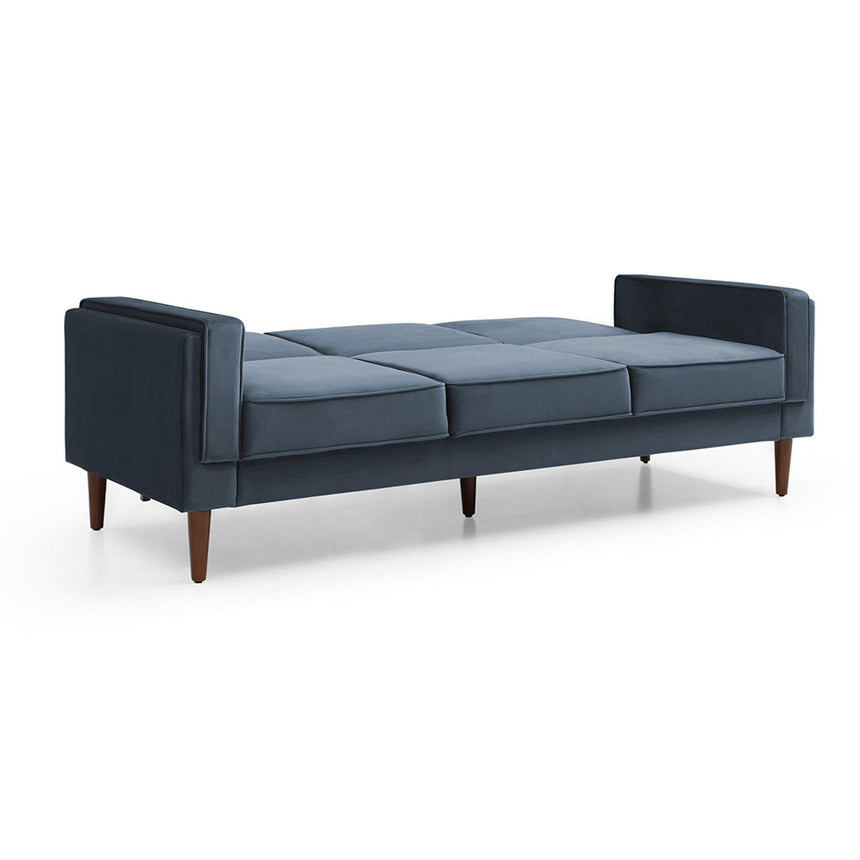Paolo Ink Blue Velvet Fabric 3 Seater Click Clack Sofa Bed-3