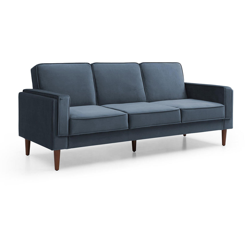 Paolo Ink Blue Velvet Fabric 3 Seater Click Clack Sofa Bed-5