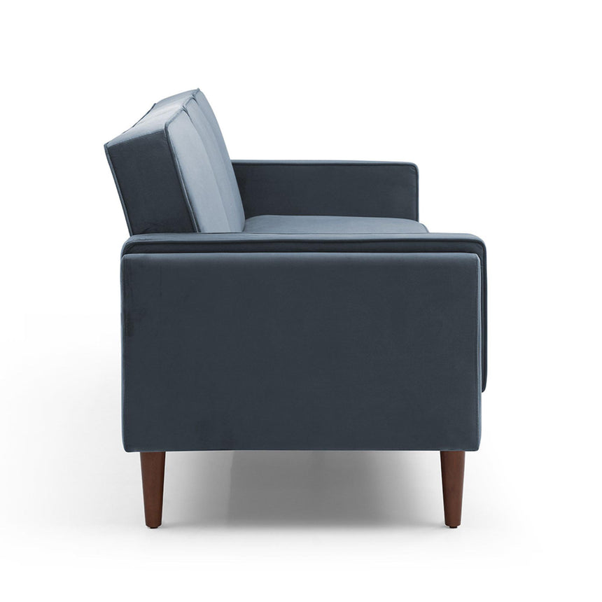 Paolo Ink Blue Velvet Fabric 3 Seater Click Clack Sofa Bed-6