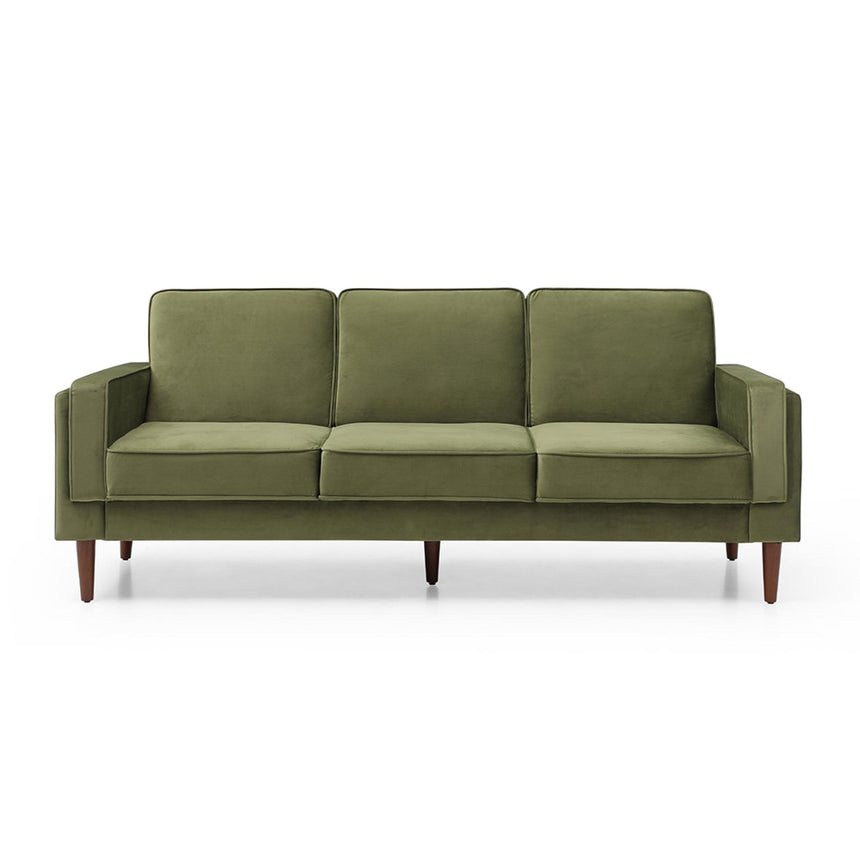 Paolo Olive Green Velvet Fabric 3 Seater Click Clack Sofa Bed-4