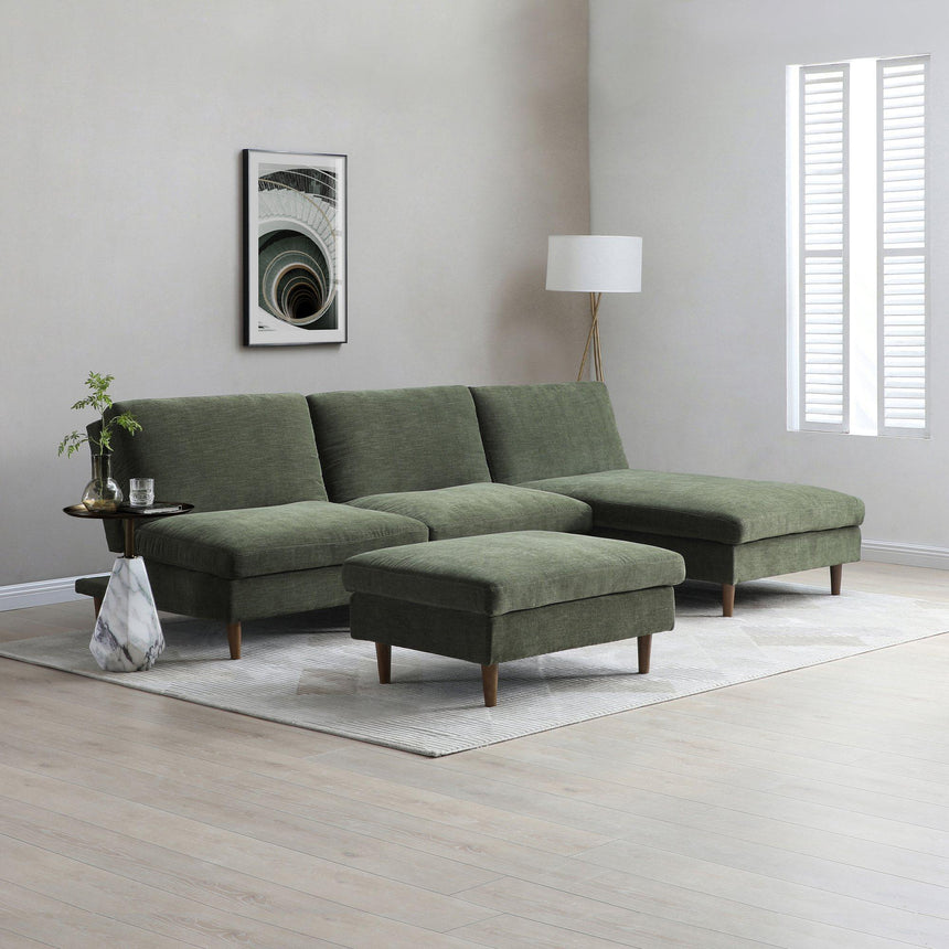 Scott Eryx Chenille Olive Green Fabric Chaise Sofa Bed-5