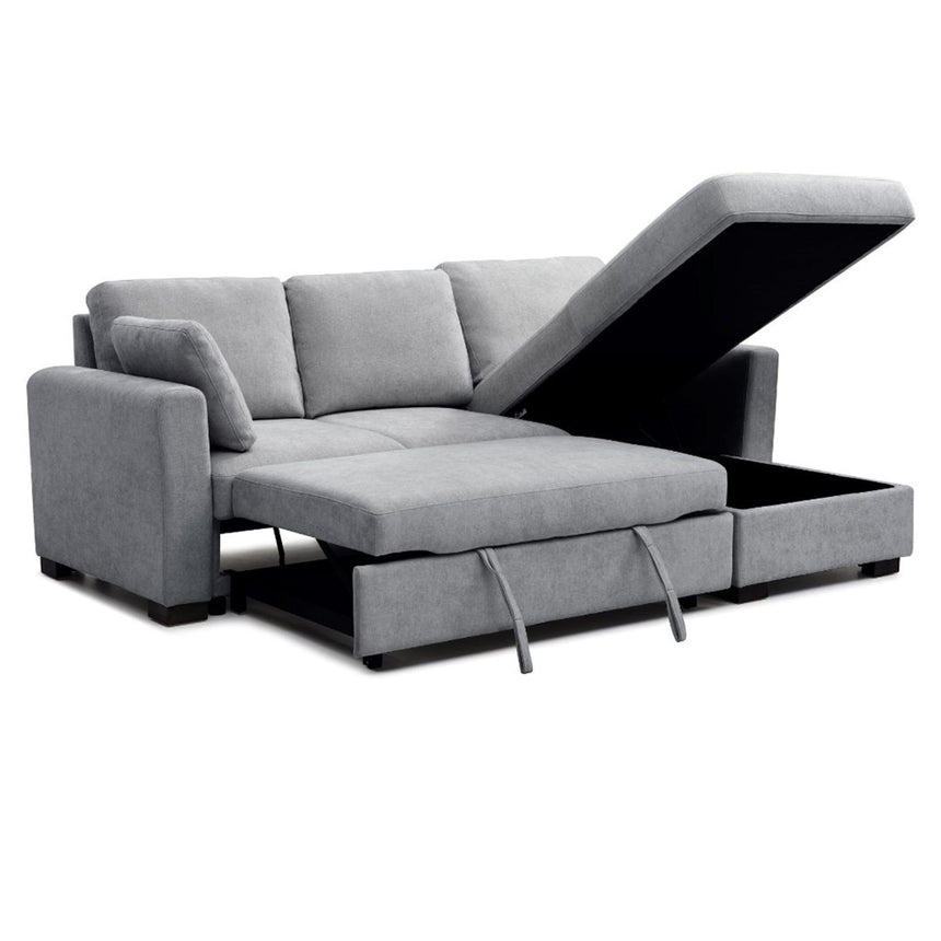 Sorrento Grey Fabric Corner Pull Out Sofa Bed with Storage -2