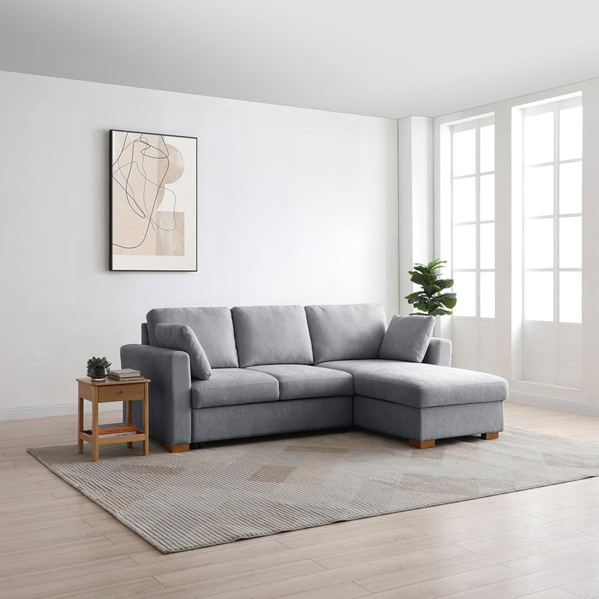 Sorrento Grey Fabric Corner Pull Out Sofa Bed with Storage -4