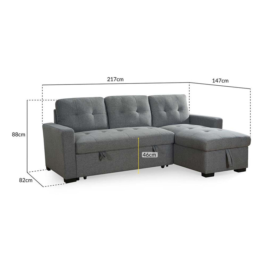 Alder Grey Fabric Pull Out Universal Corner Sofabed-7