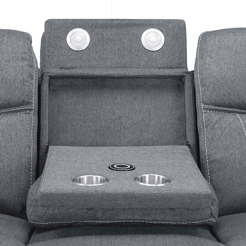 Galaxy Tech Grey Fabric 3 Seater Sofa-4