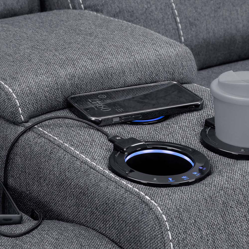 Galaxy Tech Grey Fabric 3 Seater Sofa-9