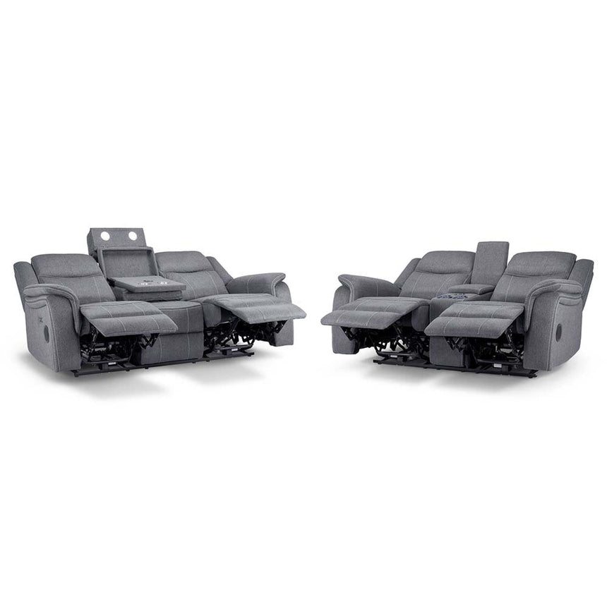 Galaxy Tech Grey Fabric 3+2 Seater Sofa Set-2