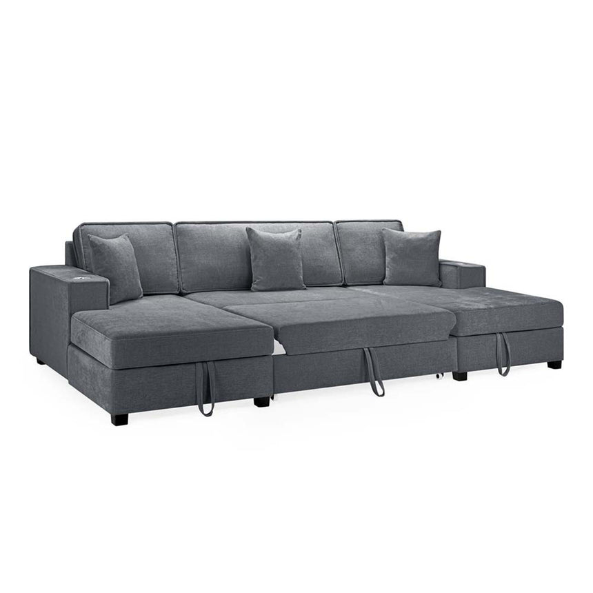 Milan Grey Fabric U Shape Sofabed-3