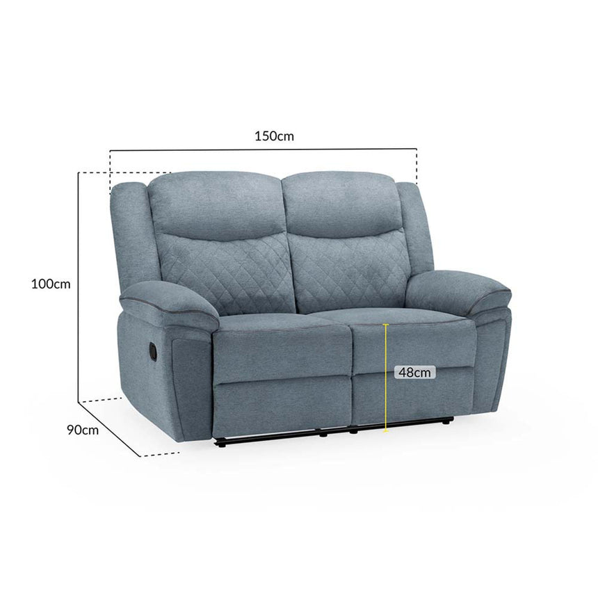 Myra Grey Fabric Recliner 2 Seater Sofa-7