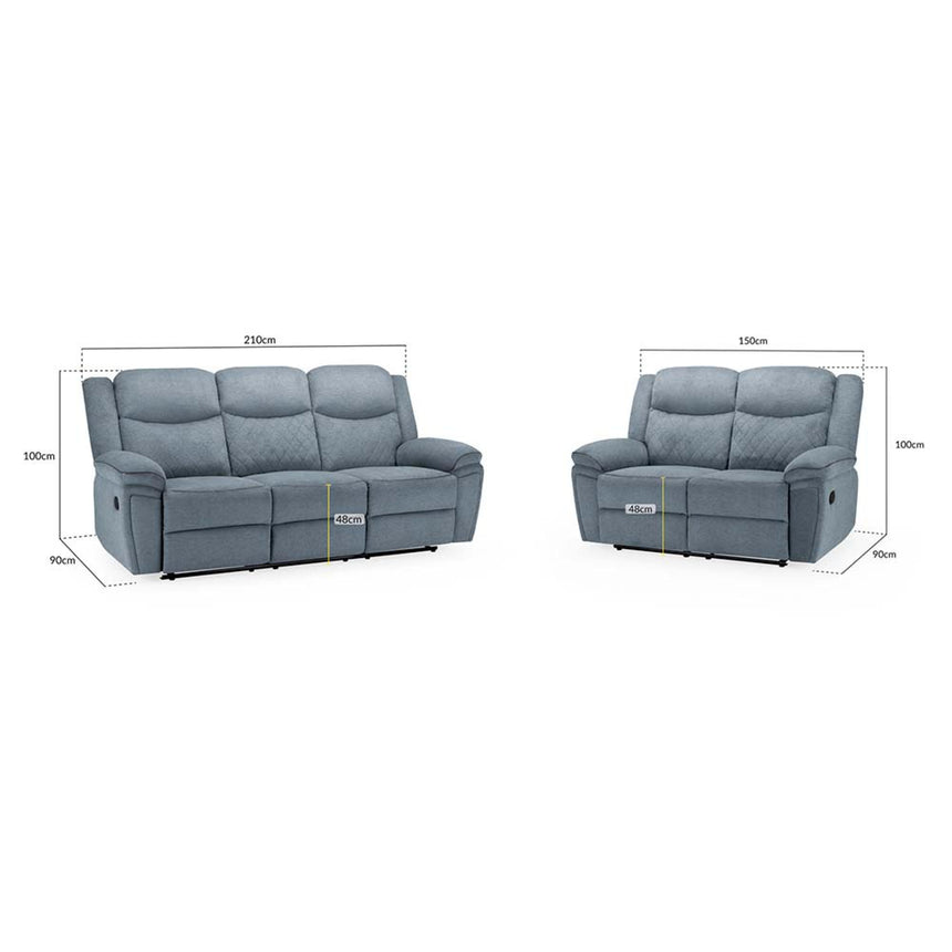 Myra Grey Fabric Recliner 3+2 Seater Sofa Set-7