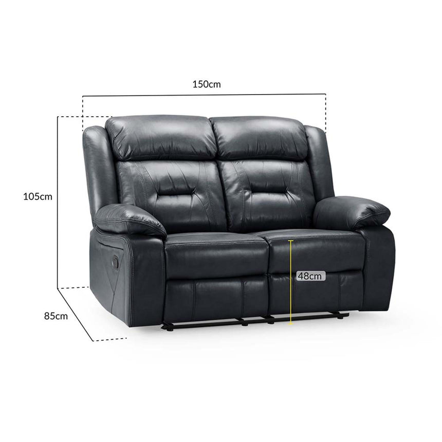 Novie Black Faux Leather 2 Seater Sofa-6