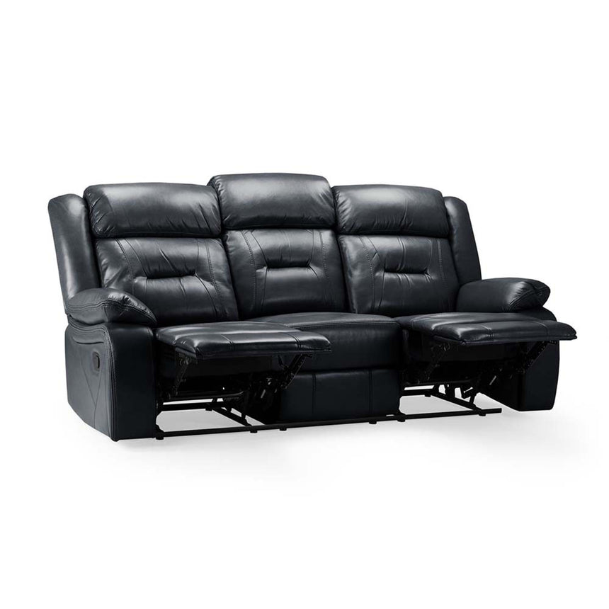 Novie Black Faux Leather 3 Seater Sofa-2
