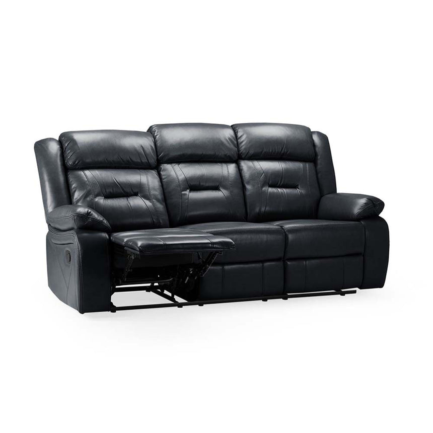 Novie Black Faux Leather 3 Seater Sofa-3