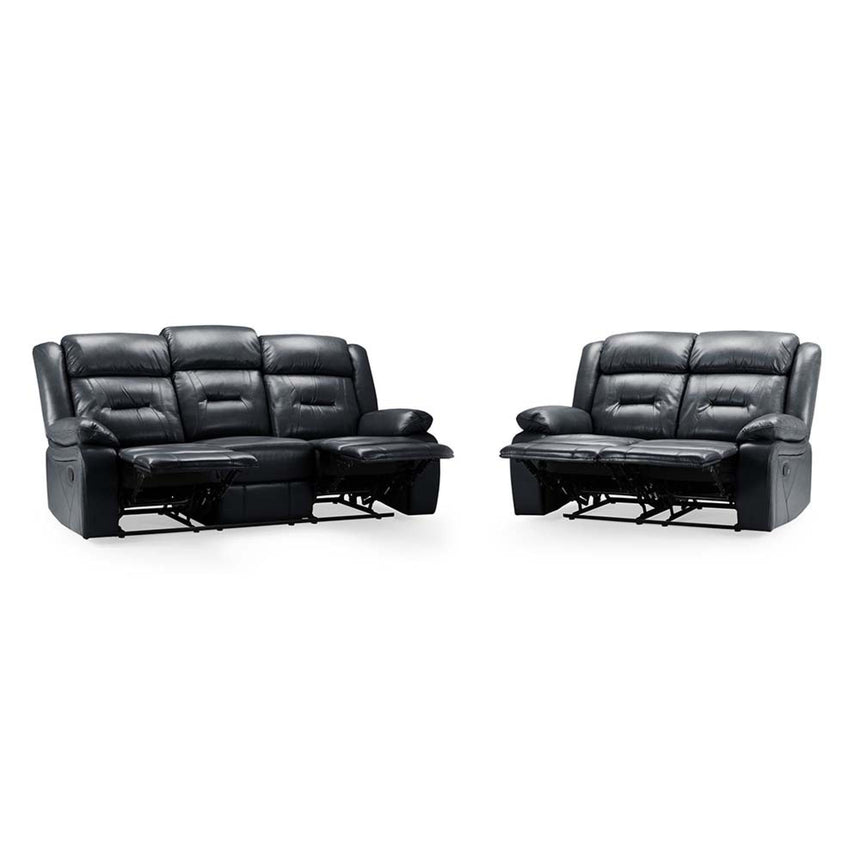 Novie Black Faux Leather 3+2 Seater Sofa Set-2