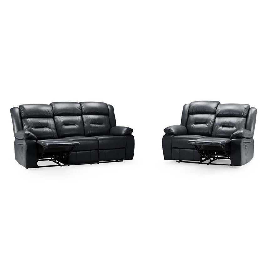 Novie Black Faux Leather 3+2 Seater Sofa Set-3