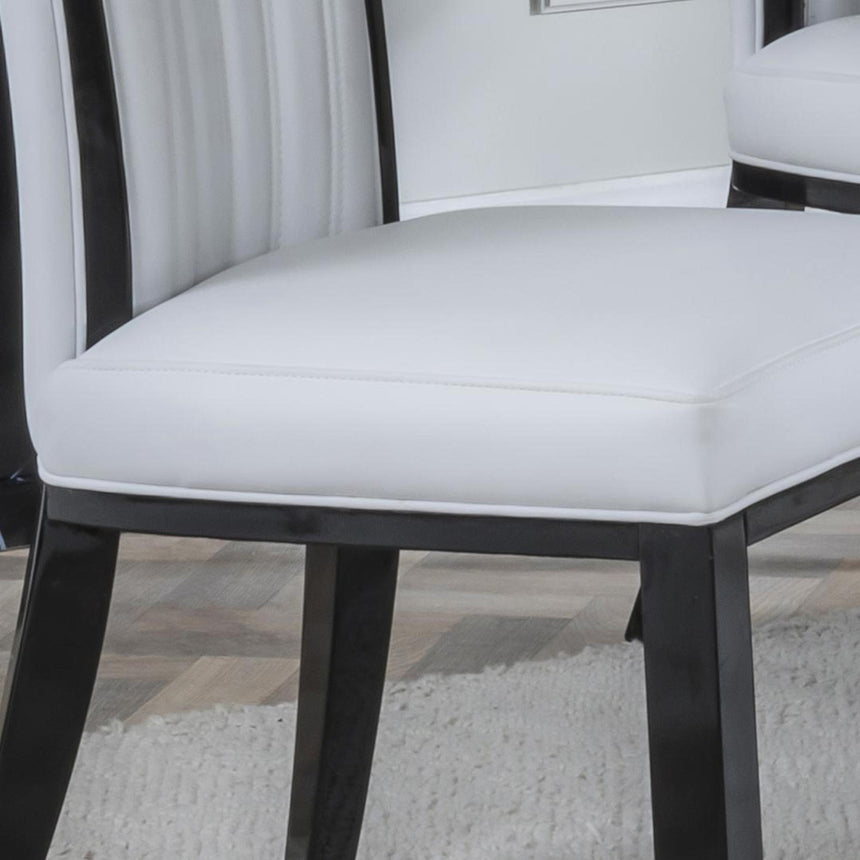 Cadiz White Leather Large High Back Dining Chair with Black Legs-4