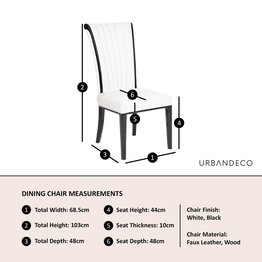 Cadiz White Leather Large High Back Dining Chair with Black Legs-6