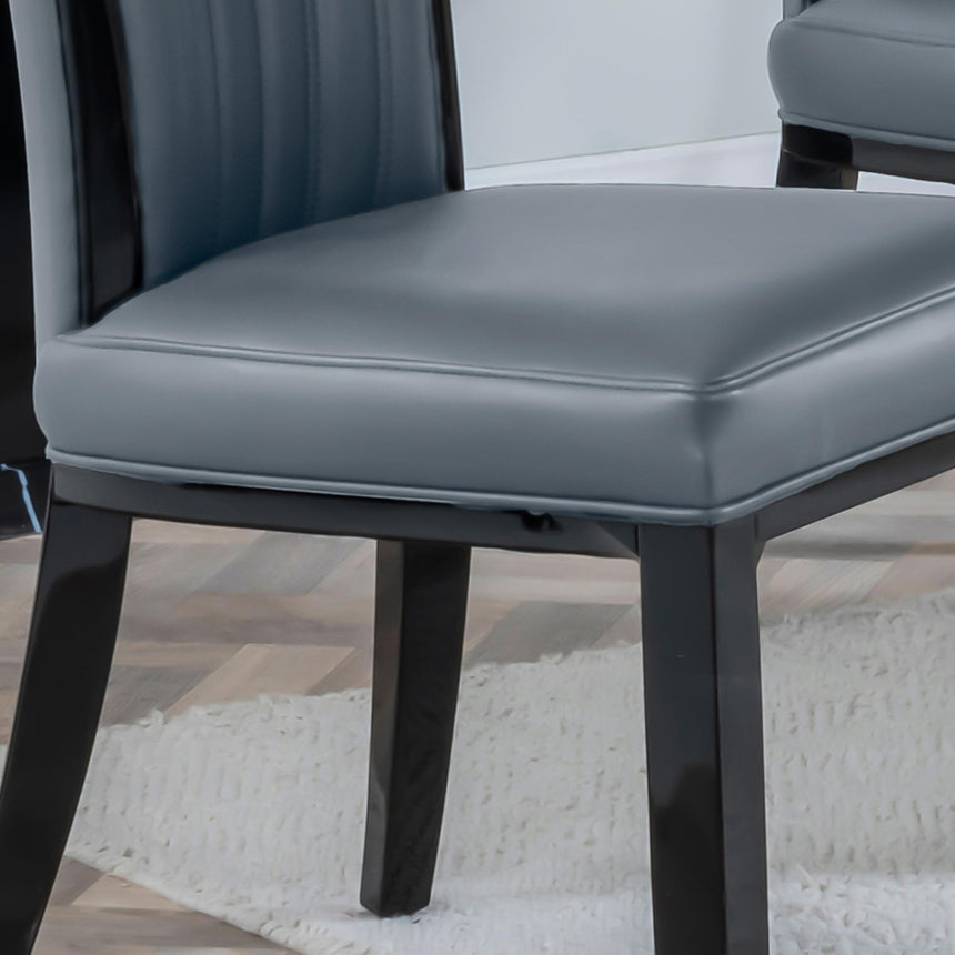 Cadiz Grey Leather Large High Back Dining Chair with Black Legs-3