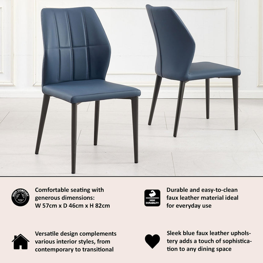 Harrow Blue Leather Dining Chair-8
