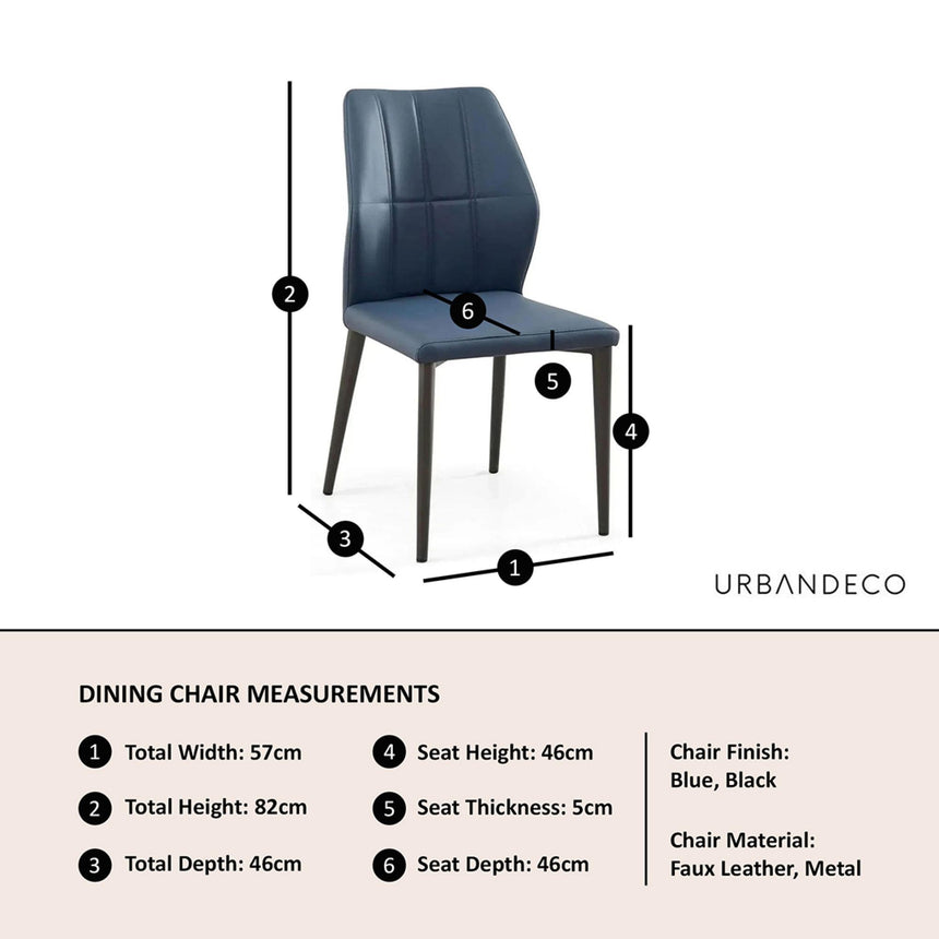 Harrow Blue Leather Dining Chair-9