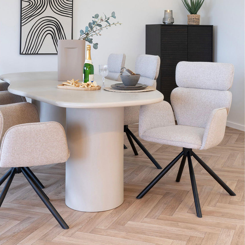 2 x Cordoba Sand Fabric Swivel Dining Chair-5