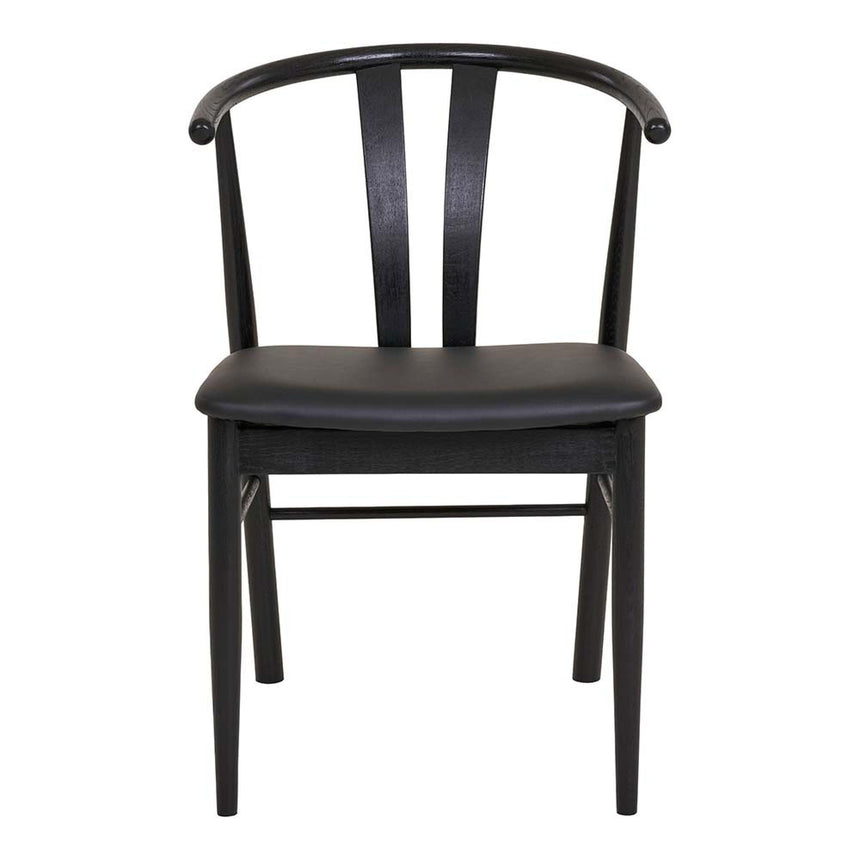 2 x Artenara Black Faux Leather Curved Dining Chair-2