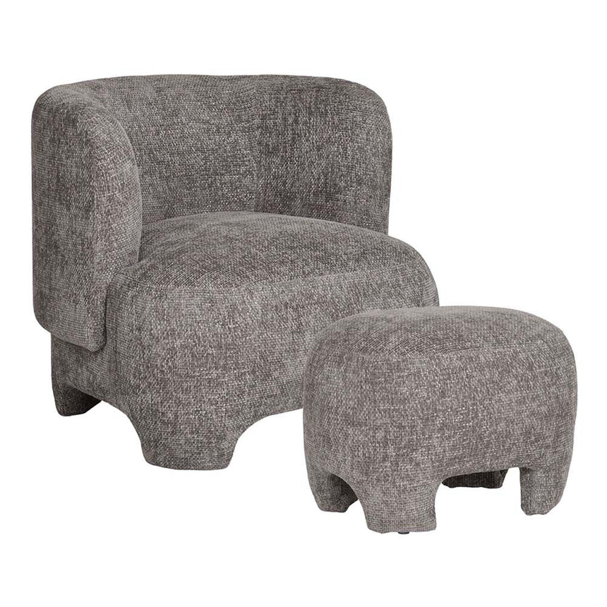 Nazare Grey Fabric Lounge Chair with Footstool-2