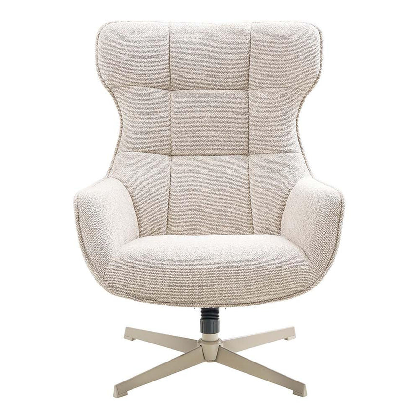 Turin Natural Fabric Swivel Lounge Chair-2