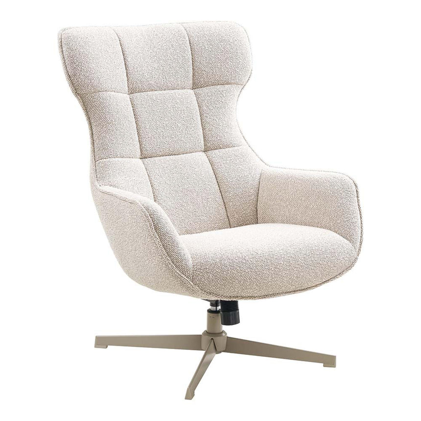 Turin Natural Fabric Swivel Lounge Chair-3