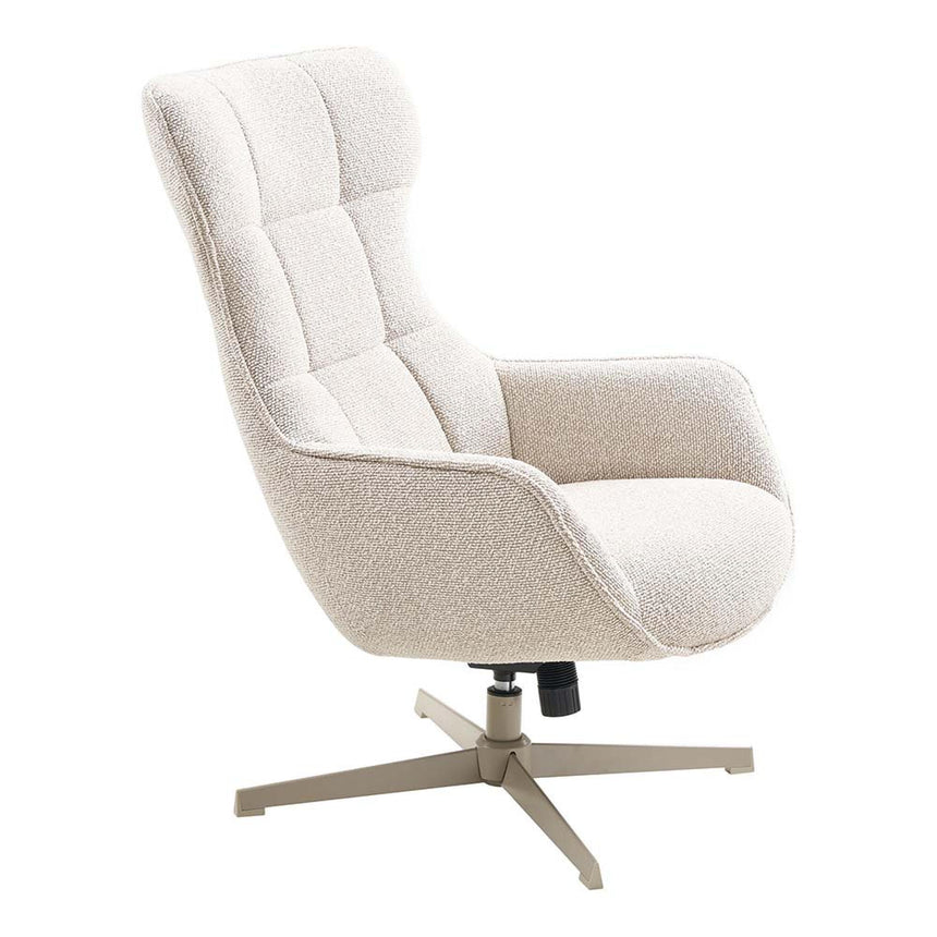 Turin Natural Fabric Swivel Lounge Chair-4