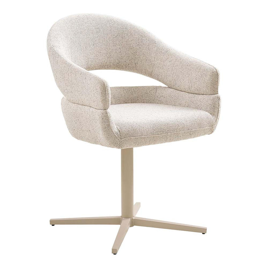2 x Dover Beige Fabric Curved Swivel Dining Chair-3