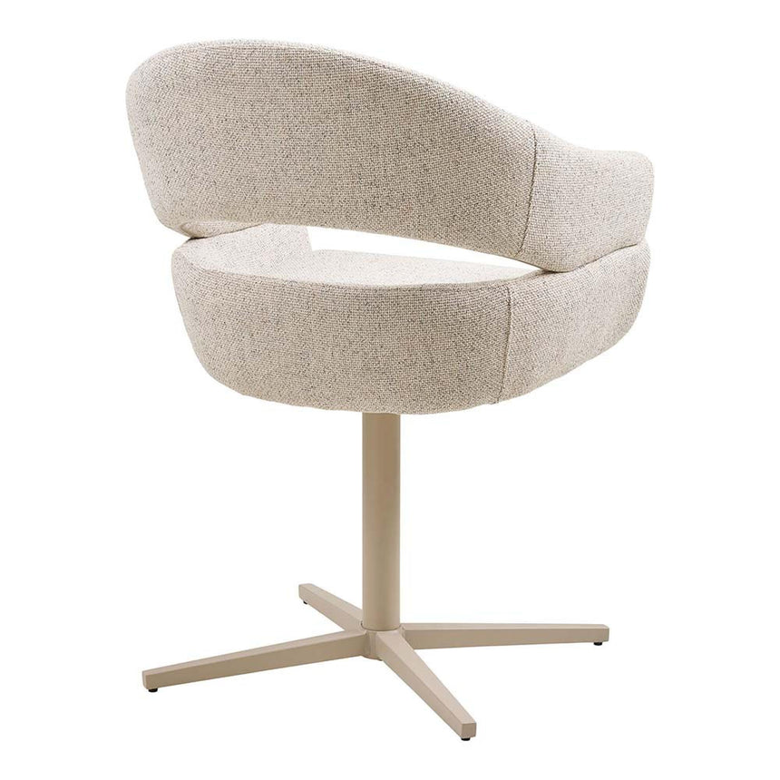 2 x Dover Beige Fabric Curved Swivel Dining Chair-5