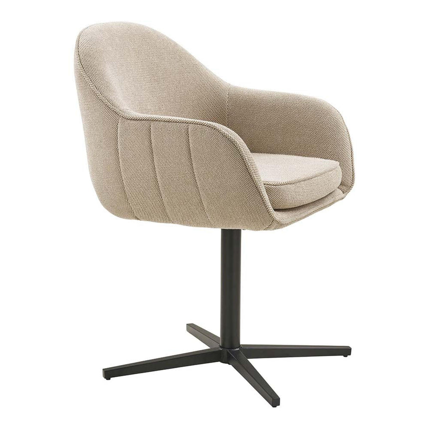 2 x Tamera Light Grey Fabric Swivel Dining Chair-4