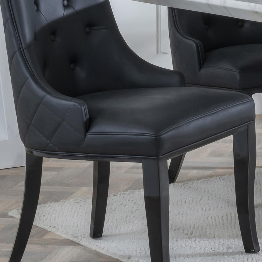 Carmela Black Leather Large High Back Dining Chair with Black Legs-5
