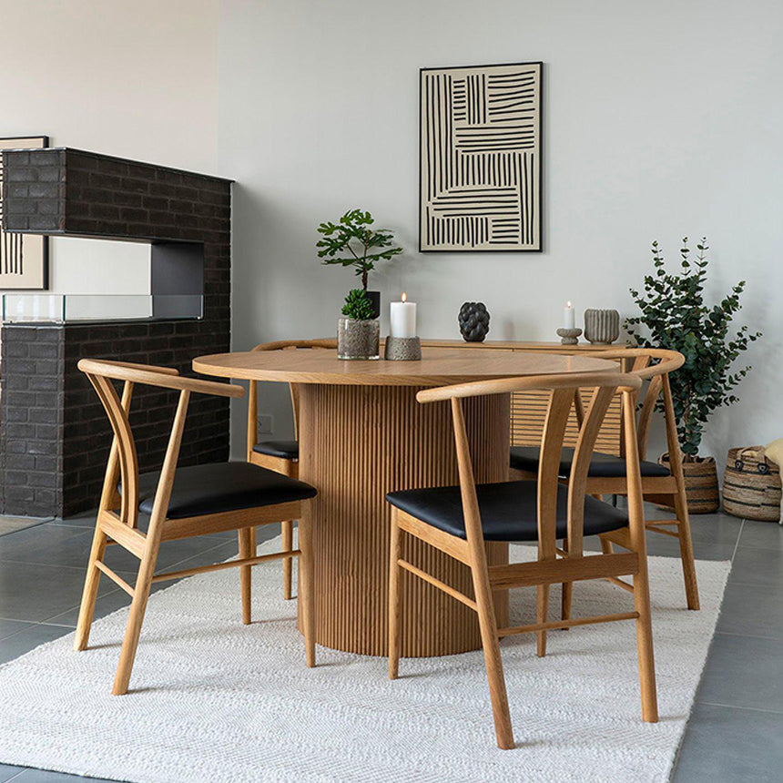Boavista Natural Wood 4 Seater Round Pedestal Dining Table - 120cm