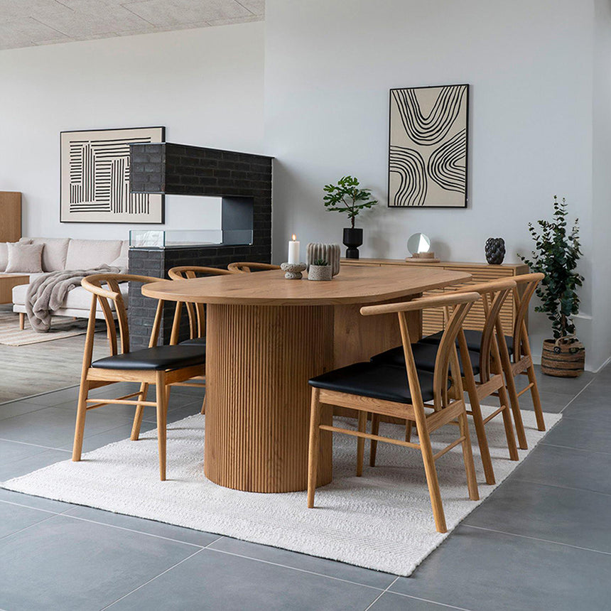 Boavista Natural Wood 8 Seater Oval Double Pedestal Dining Table - 210cm