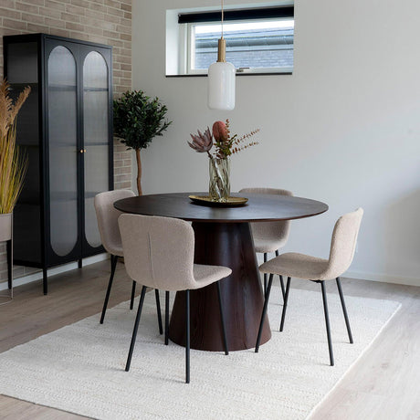 Bolton Dark Wood 4 Seater Round Pedestal Dining Table - 120cm-2