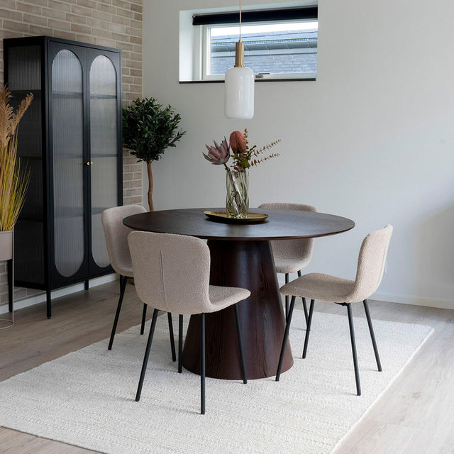 Bolton Dark Wood 4 Seater Round Pedestal Dining Table - 120cm-2