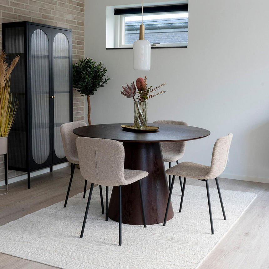 Bolton Dark Wood 4 Seater Round Pedestal Dining Table - 120cm-2