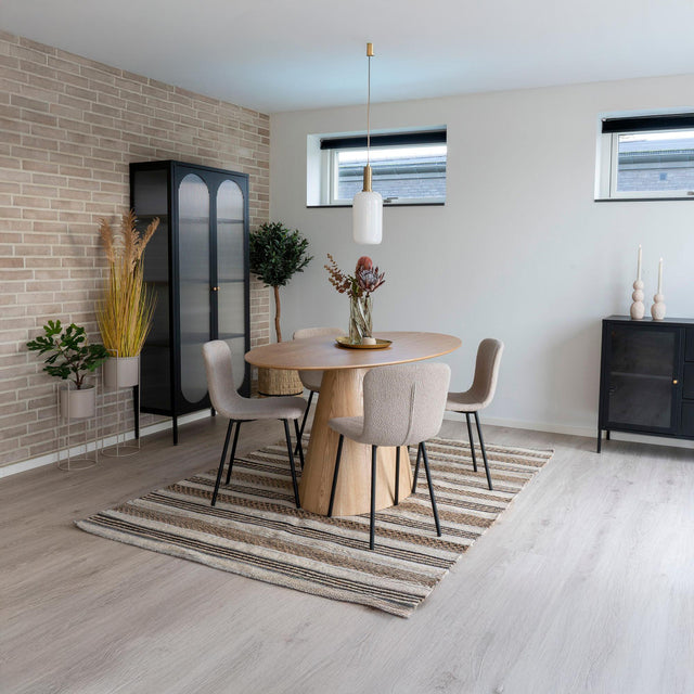 Bolton Natural Wood 6 Seater Oval Pedestal Dining Table - 160cm-2