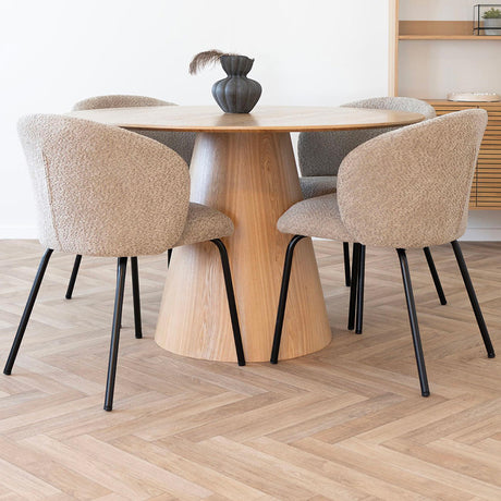 Bolton Natural Wood 4 Seater Round Pedestal Dining Table - 120cm-3