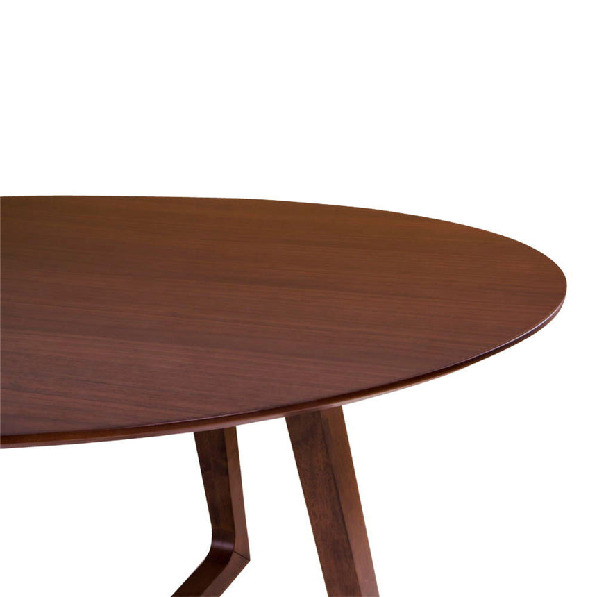 Hellerup Walnut 4 Seater Round Pedestal Dining Table - 137cm-3