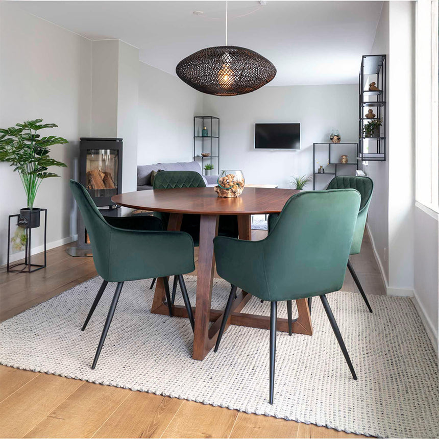 Hellerup Walnut 4 Seater Round Pedestal Dining Table - 137cm-6